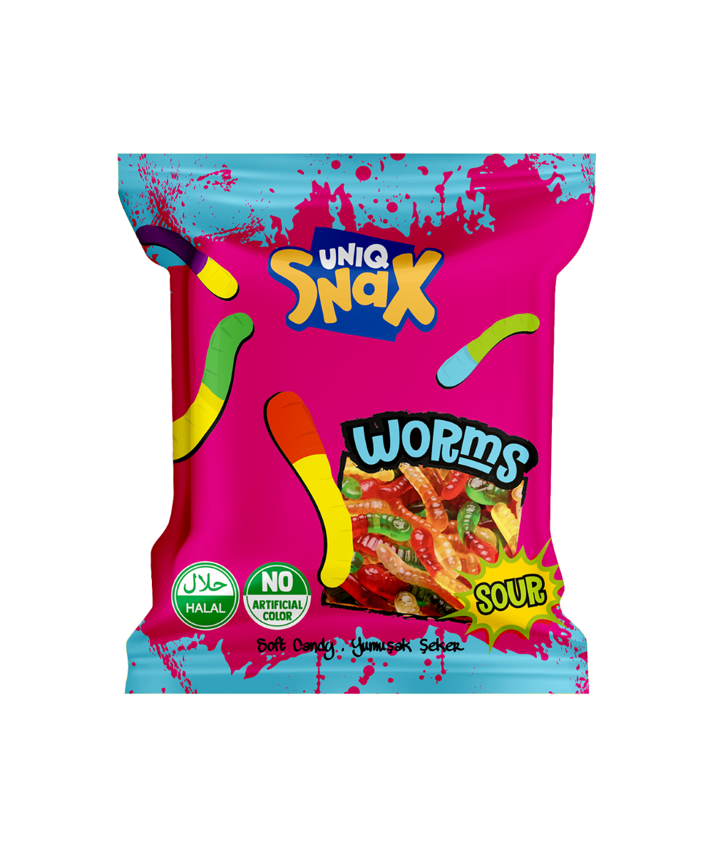 Uniq Snax Worms Sour 80G